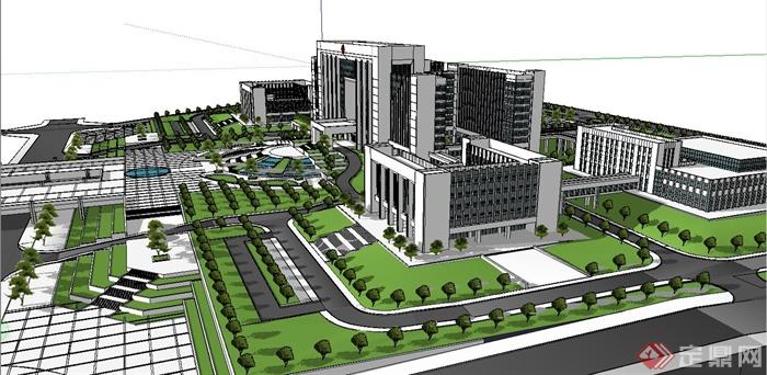 某现代风格政府行政办公楼建筑设计SU模型(5)