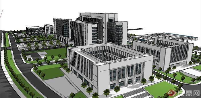 某现代风格政府行政办公楼建筑设计SU模型(7)