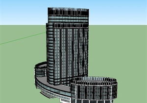 某现代风格独特酒店大厦建筑楼设计SU(草图大师)模型