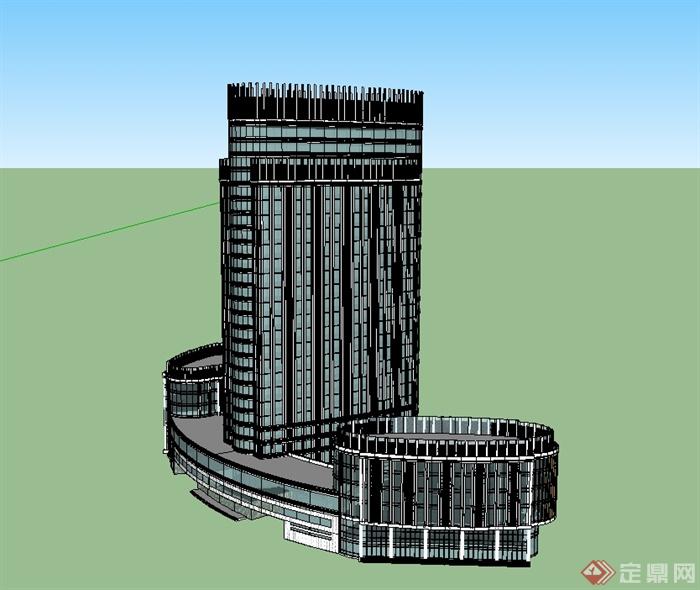 某现代风格独特酒店大厦建筑楼设计su模型(2)