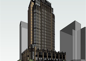 某新古典风格金融大厦建筑设计SU(草图大师)模型