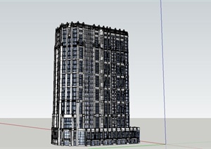 某新古典风格结算中心办公建筑设计SU(草图大师)模型