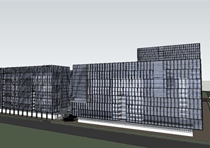 某现代风格公司总部办公建筑设计SU(草图大师)模型