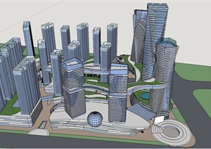某创意现代风格城市综合体建筑设计SU(草图大师)模型