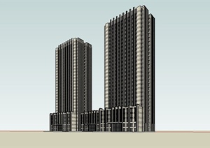 精致新古典风格高层办公楼建筑设计SU(草图大师)模型