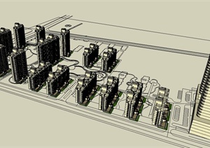 某精致新古典风格住宅小区建筑设计SU(草图大师)模型