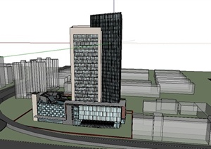 合肥某现代风格工业大学教学楼建筑设计SU(草图大师)模型