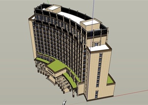 某新古典风格通信办公大楼建筑设计SU(草图大师)模型