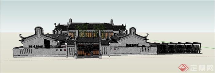 某精致古典中式风格会所建筑设计SU模型(4)