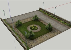 公园节点景观设计SU(草图大师)模型