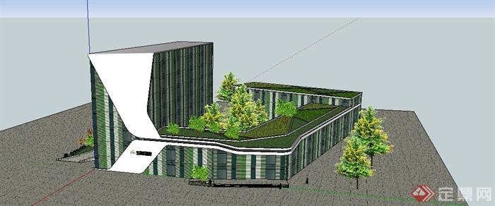某现代风格企业办公总部建筑设计SU模型(2)