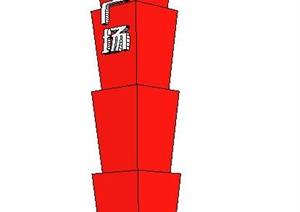 10个万达商业广场logo标志塔SU(草图大师)精致设计模型