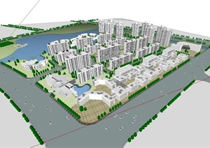 现代风格居住区规划设计SU(草图大师)模型