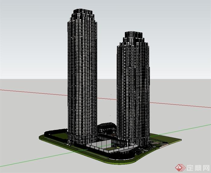 某新古典风格超高层商住建筑楼设计su模型(3)