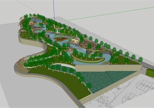 某现代风格公园总平景观设计SU(草图大师)模型