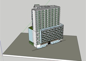 现代风格单体国际交流中心建筑楼设计SU(草图大师)模型