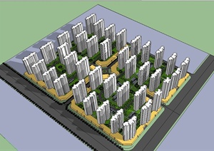 现代风格居住小区规划设计SU(草图大师)模型