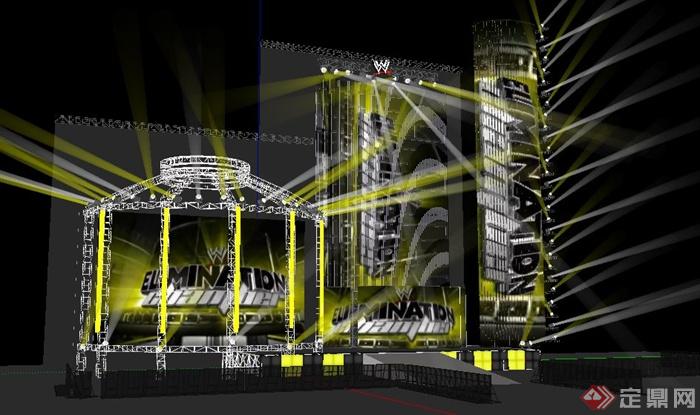 酷炫钢架结构舞台场景设计su模型(1)