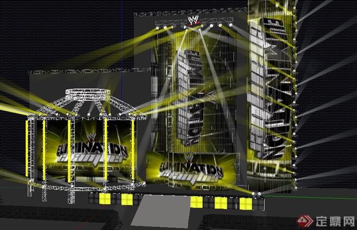 酷炫钢架结构舞台场景设计su模型(2)
