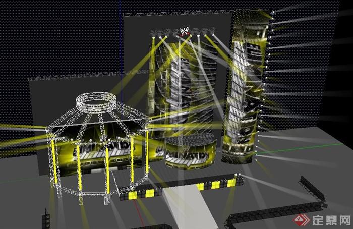 酷炫钢架结构舞台场景设计su模型(3)