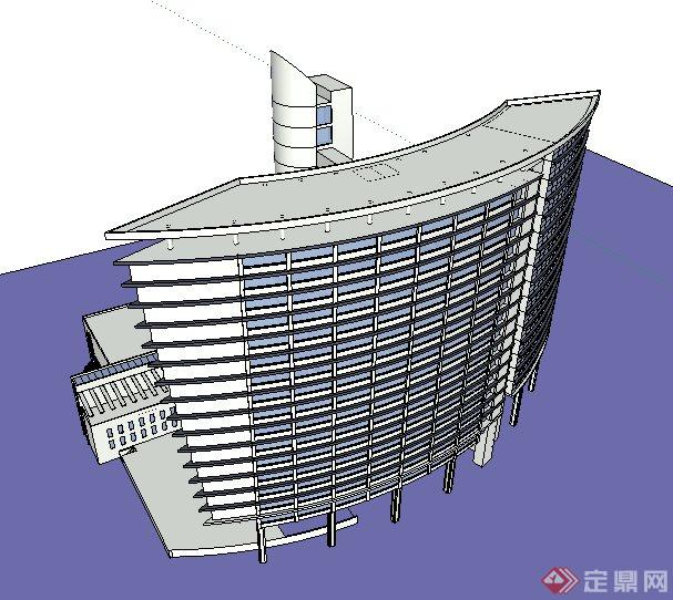 现代简约旅馆宾馆建筑设计su模型(3)