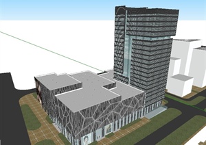 某现代风格高层商业办公楼设计SU(草图大师)模型