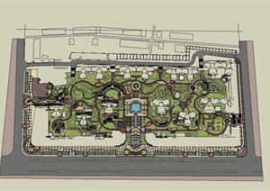 某现代风格别墅住宅区景观规划设计SU(草图大师)模型