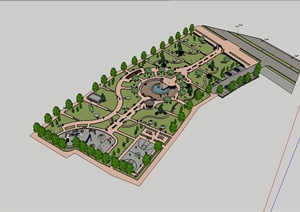 现代风格详细独特公园景观设计SU(草图大师)模型