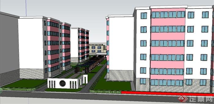 某现代风格居住区楼间景观设计SU模型(2)