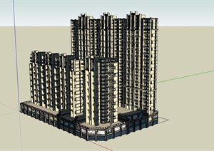 某新古典风格高层商业住宅建筑设计SU(草图大师)模型