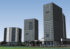 某现代风格高层办公区建筑设计SU(草图大师)模型