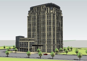 某精致新古典风格办公大楼建筑设计SU(草图大师)模型