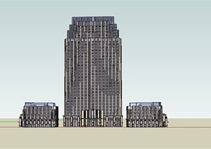 某精致新古典风格高层办公楼建筑SU(草图大师)模型设计