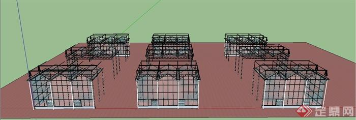 纹络温室建筑设计SU模型(3)
