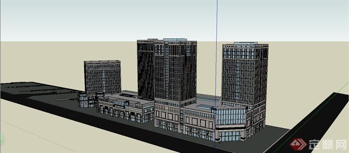 某新古典风格商业办公综合楼建筑设计SU模型(2)