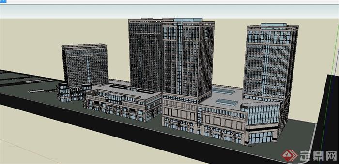 某新古典风格商业办公综合楼建筑设计SU模型(4)