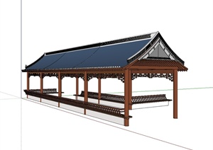 某古典中式风格长廊亭设计SU(草图大师)模型