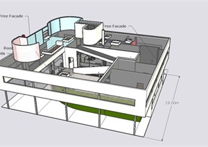 某现代风格别墅结构建筑设计SU(草图大师)模型