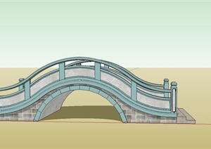 某现代中式风格园林景观桥设计SU(草图大师)模型