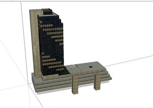 某现代风格贴图办公楼建筑设计SU(草图大师)模型
