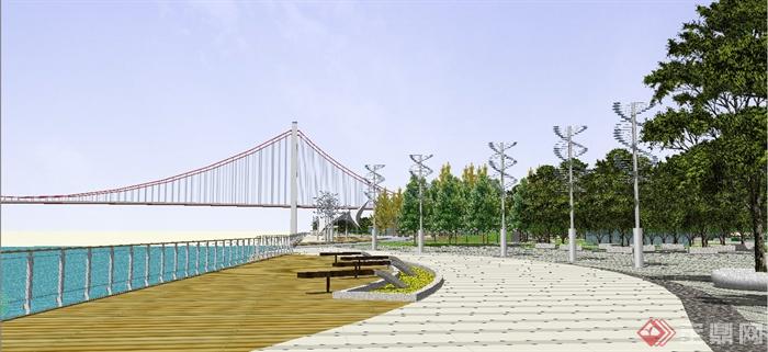 某精致现代风格滨水广场景观规划设计SU模型(1)