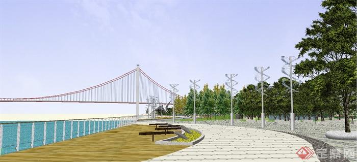 某精致现代风格滨水广场景观规划设计SU模型(2)