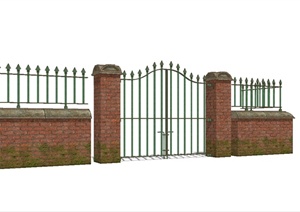 12种不同造型的大门、围墙设计SU(草图大师)模型