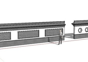 现代中式风格简约景墙设计SU(草图大师)模型