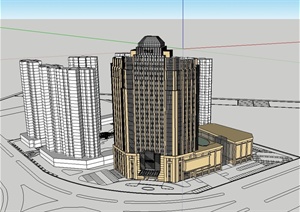某现代风格办公大厦楼设计SU(草图大师)模型