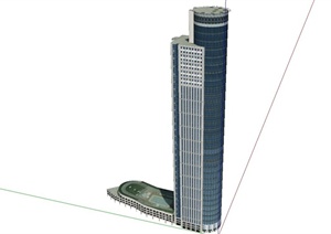 某现代风格高层贴图办公楼设计SU(草图大师)模型