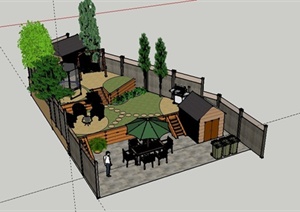 某日式风格私家庭院景观规划设计SU(草图大师)模型