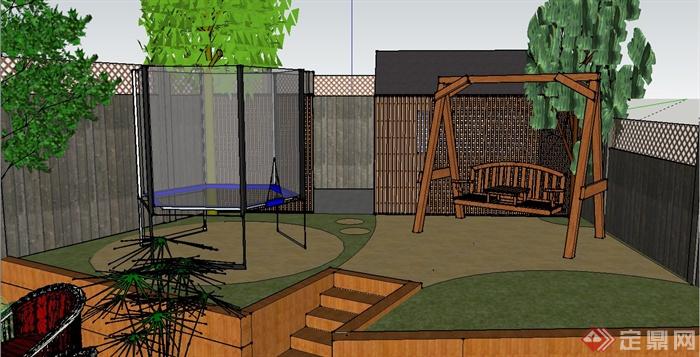 某日式风格私家庭院景观规划设计SU模型(3)