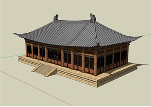 某古典中式分风格老住宅建筑设计SU(草图大师)模型