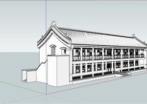 某古典中式风格两层商业楼建筑设计SU(草图大师)模型